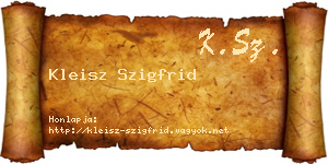 Kleisz Szigfrid névjegykártya
